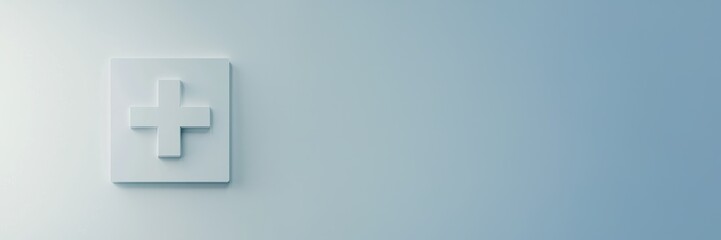 Obraz premium A Minimalist Medical Cross Icon Featured on a Soft Blue Background for Clarity and Calmness