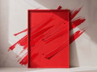 Brushstroke in a bold red creates a textured rectangular shape with visible brush marks adding a dynamic and energetic touch to any design