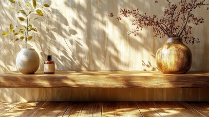 window.jpg, Wooden table in modern cafe with plant blurred interior.jpg, Wooden shelf with vases and plants in sunlit interior.jpg, Wooden shelf with leaf shadows on beige wall.jpg, Wooden path windin