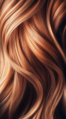Naklejka premium Silky Wavy Hair in Warm Brown and Honey Blonde. The natural shine and flowing texture create an elegant and luxurious look.