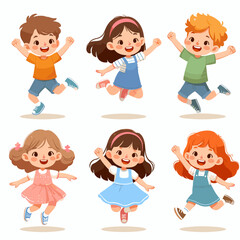 Cheerful Children Jumping: Vector Illustration for Joyful Designs