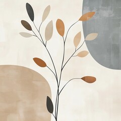 Abstract muted colors florals painting poster decoration