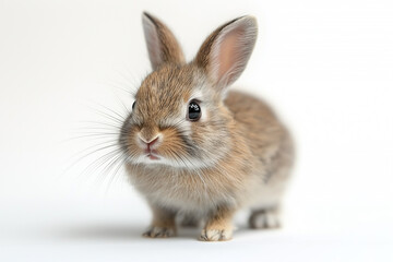 Obraz premium A Cute Adorable Fluffy Bunny Isolated Rabbit on a White Background