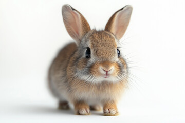 Fototapeta premium A Cute Adorable Fluffy Bunny Isolated Rabbit on a White Background