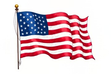 Fototapeta premium Detailed Illustration of the American Flag Waving on a Pole