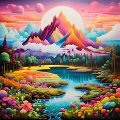 sunset over the river