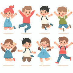 Jumping Kids: Cartoon Collection of Happy Children