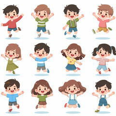 Joyful Kids Collection: Cartoon Characters Jumping