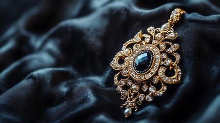 A Beautiful Piece of Handmade Jewelry on a Black Velvet Background
