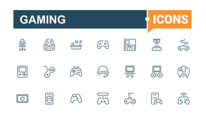 Gaming modern icon. Contains related to accessory, foil, cosmetic, gel, under, health and more. Line with editable stroke. Modern vector illustration.