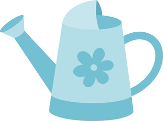 Garden watering can flat vector illustration.
Simple water can for plants graphic.
Outdoor watering can.
Good for greeting card,poster, banner, leaflet.
Transparent background.
