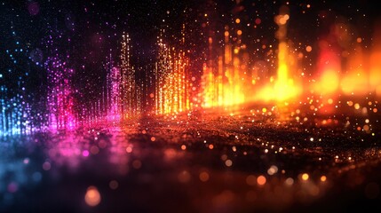 Naklejka premium Abstract Glowing Light Streaks with Colorful Sparkles and Bokeh Effect