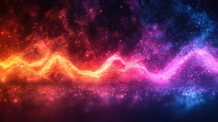Fototapeta premium Abstract Glowing Particle Wave with Vibrant Red and Blue Gradient