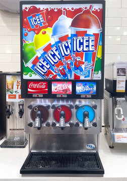 Icee frozen carbonated beverage dispenser machine at a local Gas Station convenience store	
