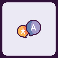 Language Learning Vector Concept with Alphabet and Asian Character Icon
