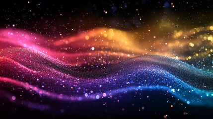 Obraz premium Gradientowe tło z brokatem, wizualizacja danych, tło technologiczne generative ai