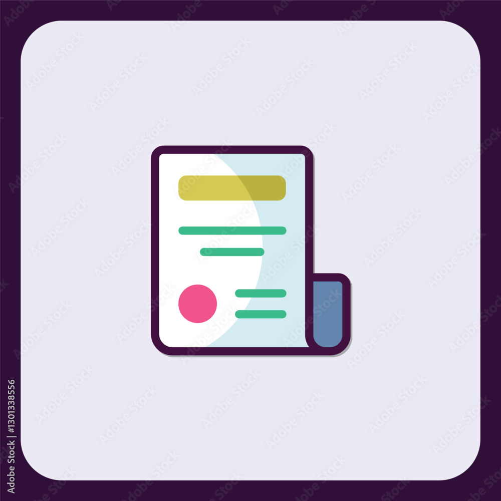 Poster stylized document icon with abstract symbols representing text elements