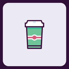 Stylish Takeout Coffee Cup Icon Representing Refreshment and Daily Ritual