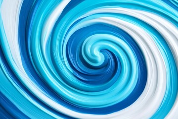 Fototapeta premium Blue Teal White Swirl Pattern - Abstract swirling design, symbolizing movement, fluidity, energy, serenity, and cyclical patterns. The features a hypnotic vortex of cool colors