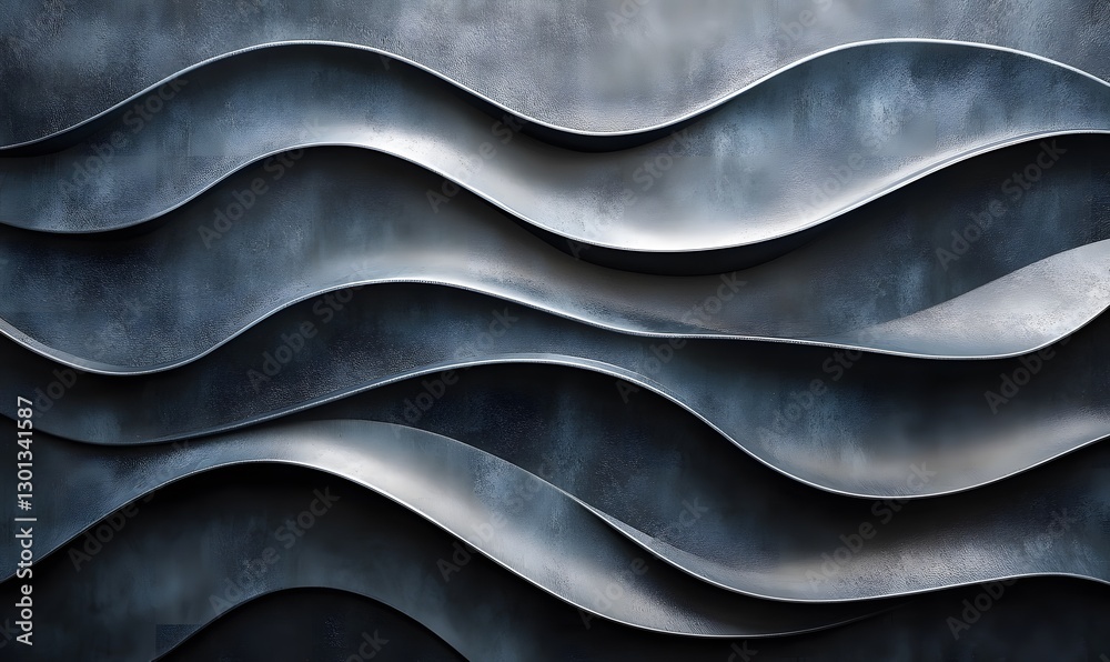 Poster abstract metallic waves creating a flowing pattern background with a modern style