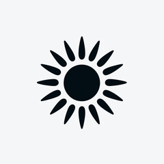 very simple flat and single minimalist Sun Silhouette in black on a white background