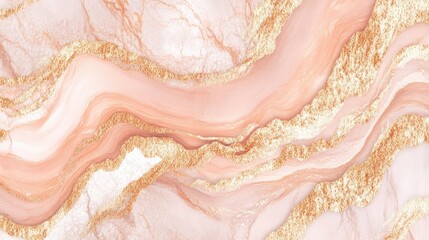 Fototapeta premium The Abstract Art Features Pink Marble with Golden Accents