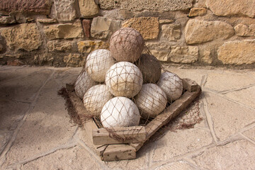High and thick medieval security wall in Turkey, historic fortress defense structure