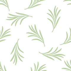Seamless pattern with green rosemary branches, vector illustration with plants