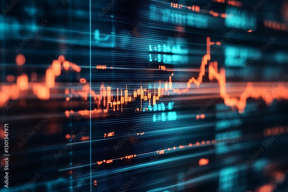 Leinwandbilder visually striking data representation of stock market trends with bright colors and graphical lines 