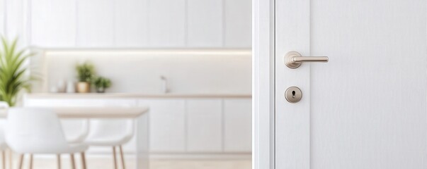 White door handle close-up