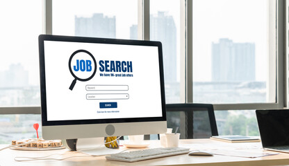 Online job search on modish website for worker to search for job opportunities on the recruitment...