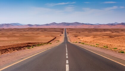 Fototapeta premium Endless Road Through a Rocky Desert Landscape