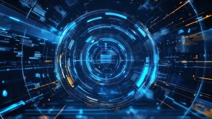 Fototapeta premium Futuristic digital circular interfaces representing advanced technological innovation systems