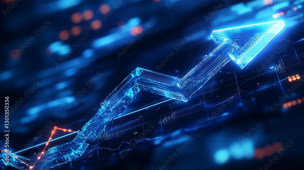 Fototapete Dynamic digital graph showing upward trend symbolizing growth and progress in financial markets : Generative AI