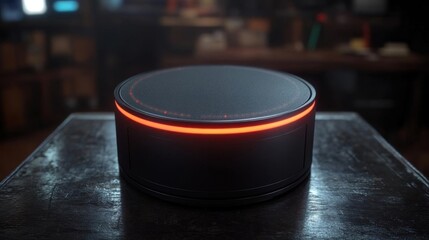 Futuristic Cylinder Device with Red LED