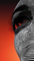 Abstract Eye: A Digital Portrait in Monochrome and Orange