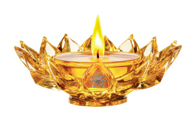 Fototapeta premium Elegant golden lotus candle holder illuminating a peaceful space for relaxation and meditation during evening time, cut out