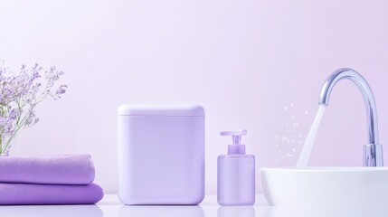A corner of the purple-toned interior
