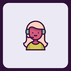Friendly Female Customer Service Agent Icon, Support Representative Avatar Illustration