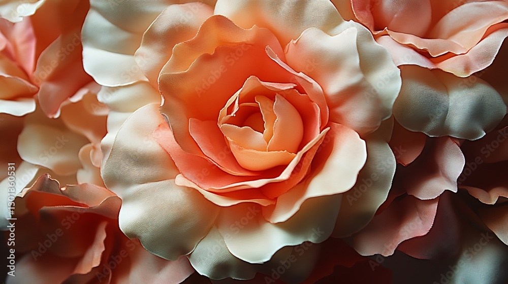 Poster charming close-up of vivid pink rose capturing its softness and intricate petal layers : generative 