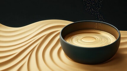 Black bowl with sand and starry sky image
