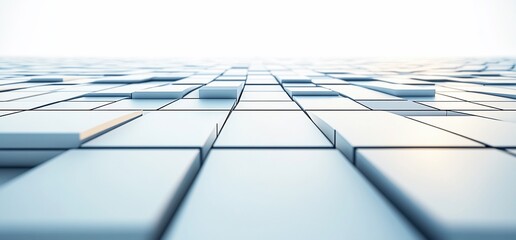 White cube landscape receding to bright horizon; website background