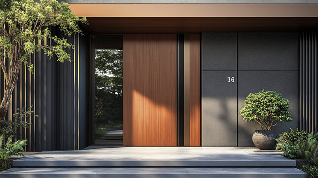 Designer door crafted with a clean minimal look for refined architectural stock photography imagery