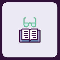 Fototapeta premium Open Book with Eyeglasses Icon: Knowledge, Wisdom, and Learning Symbol