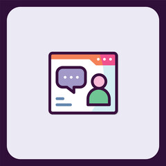 Stylized user interface showcasing a chat bubble and profile icon representation