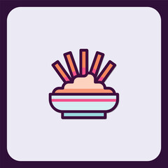 Vibrant Bowl of Creamy Dip with Crunchy Sticks Icon Design