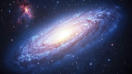 Fototapeta premium Exploring the Vastness Spiral Galaxy Amidst a Starry Cosmic Sky