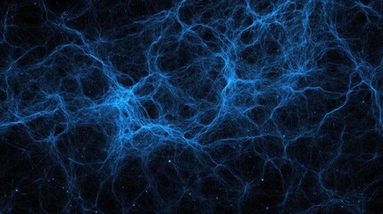 Abstract Electric Blue Network on Black Background with Sparkle Effect