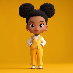 cute afro baby boss girl in gull body shoot smiling wearing Generative ai