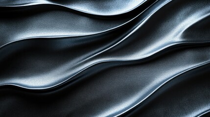 Fototapeta premium The Curvaceous Smooth Black Metallic Surface Forms Interesting Wave Patterns